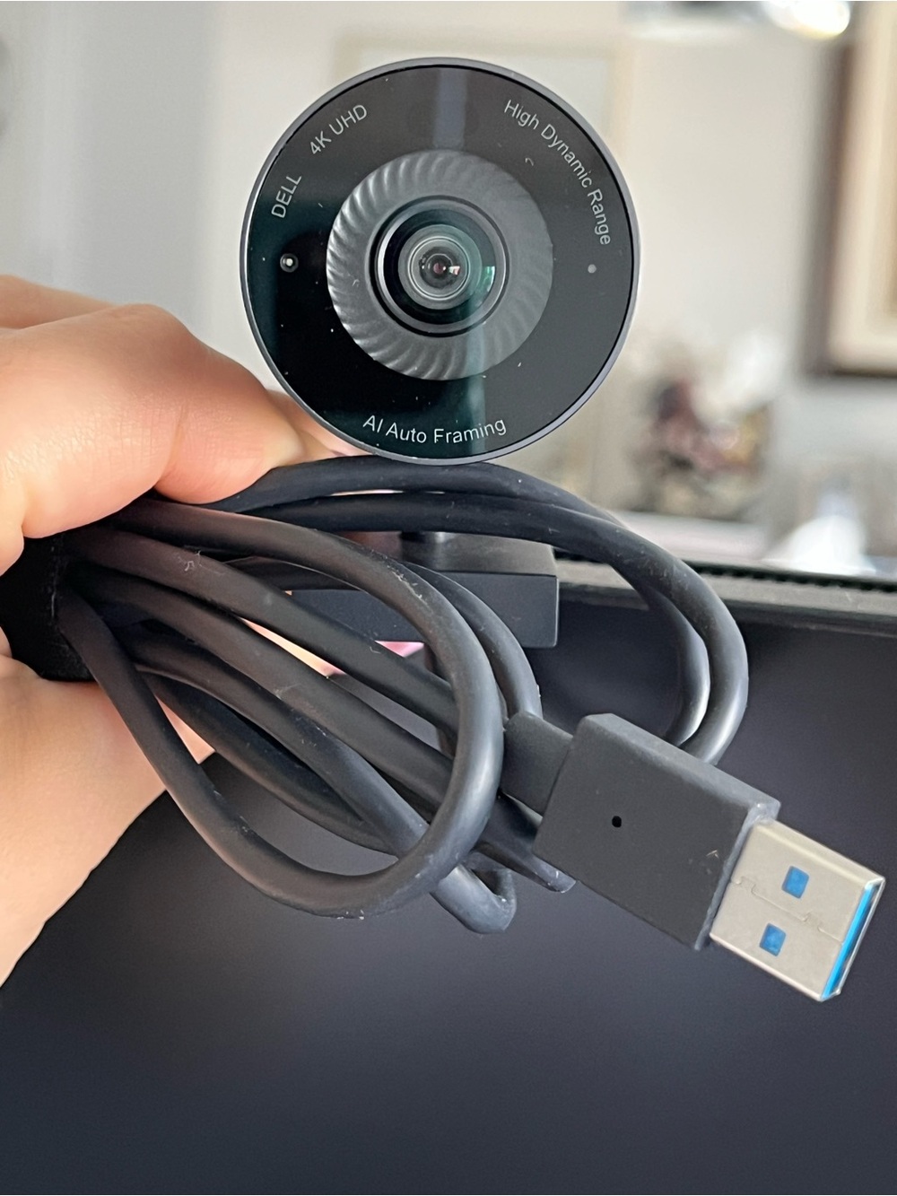 Dell 4K Webcam with Black Circular Glass Lens
